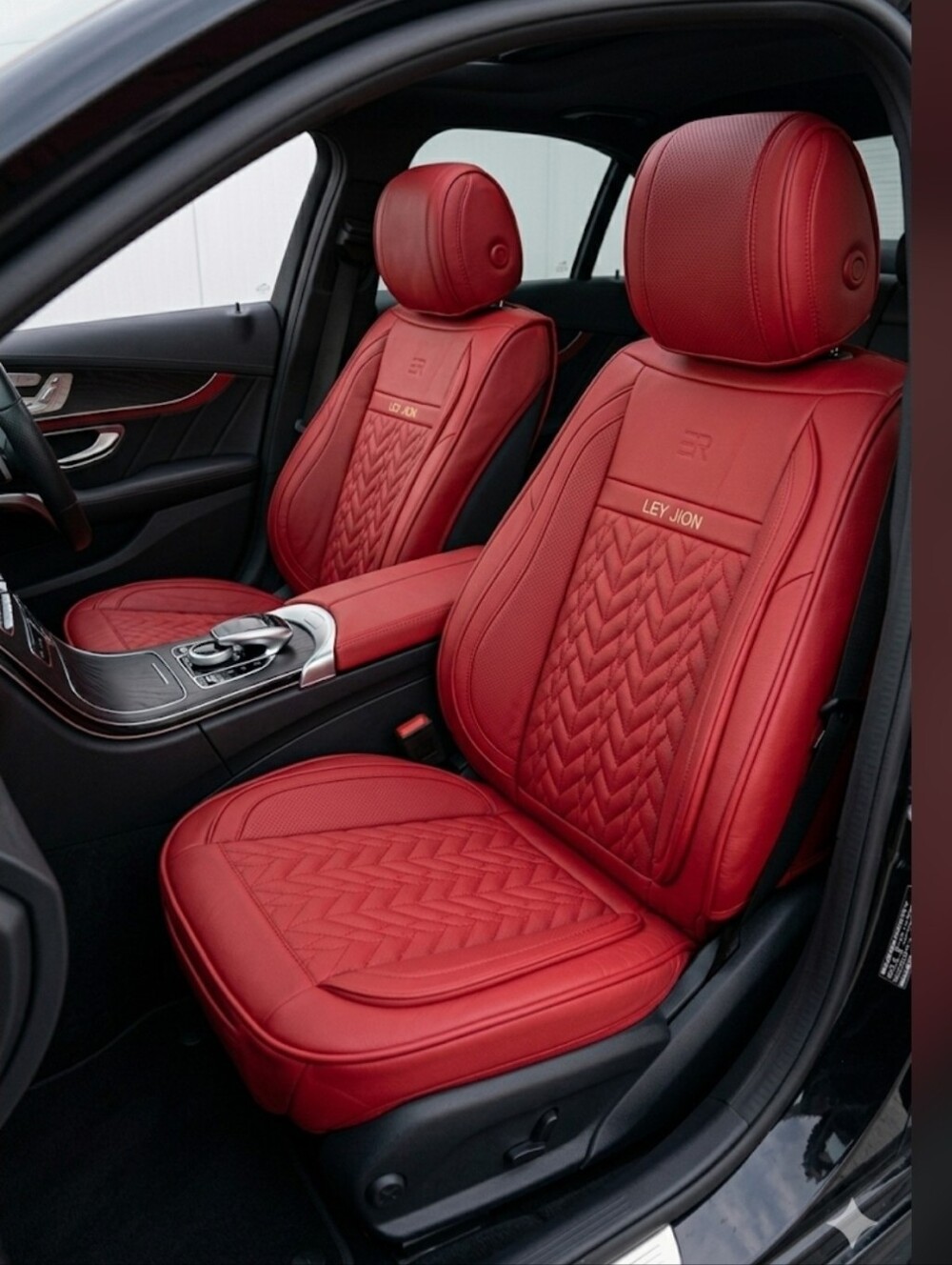 Car Seat Covers –Red Faux Leather Full Front & Rear Set | Read Description